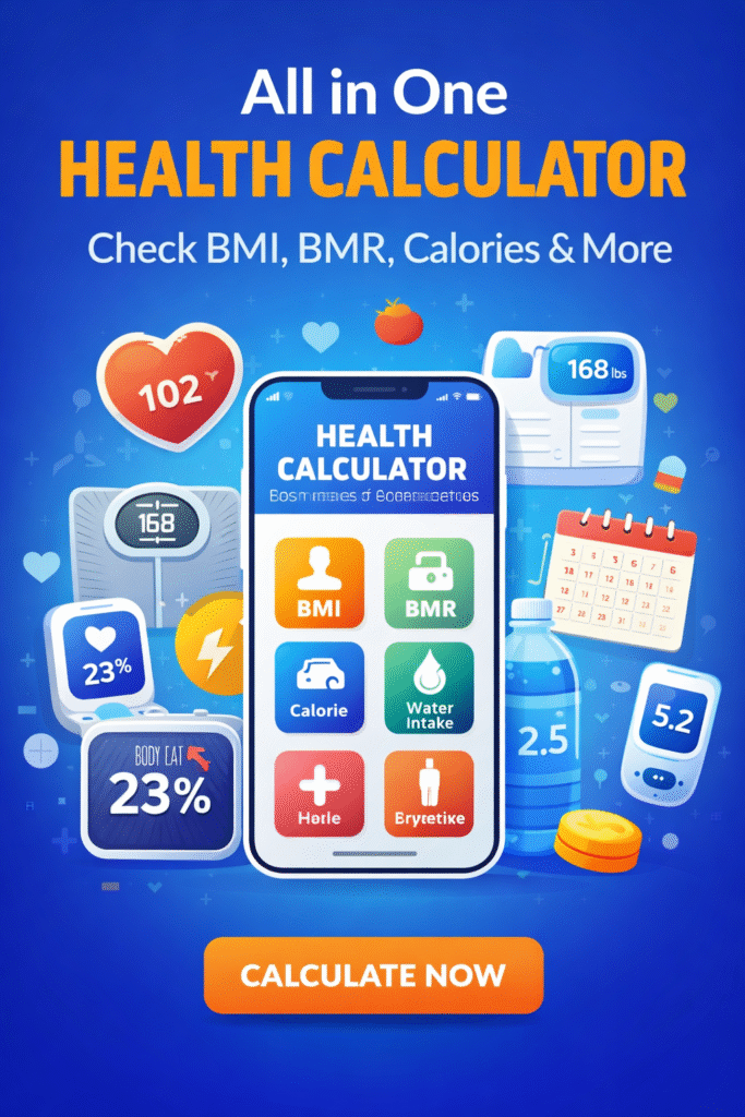 Use our free health calculator hub to check BMI, BMR, calories, body fat, heart rate, pregnancy due date and more online.