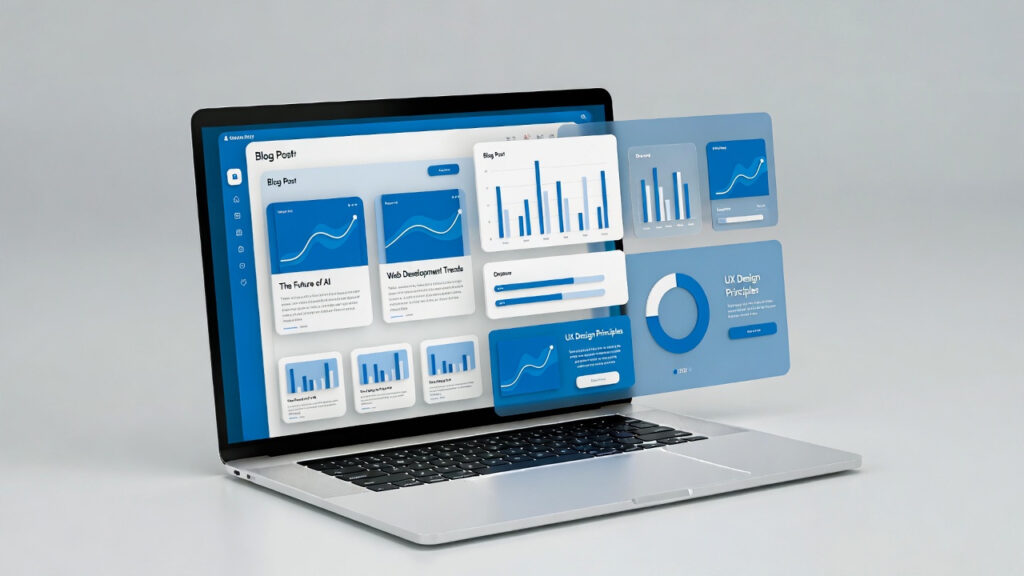 3D illustration of an American college student working on a laptop for online earning ideas