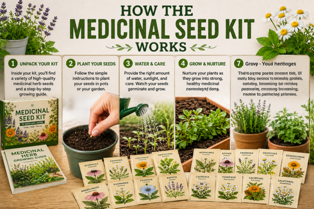 Medicinal Seed Kit home gardening process from planting to harvesting