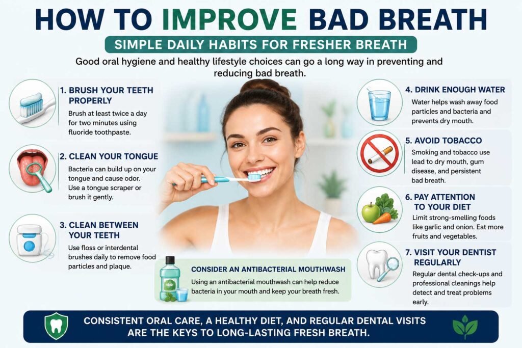 ways to improve bad breath with daily oral hygiene